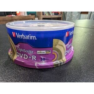 Verbatim LightScribe DVD+R 30 Pack 4.7GB 16x Speed Blank Media Discs Spindle